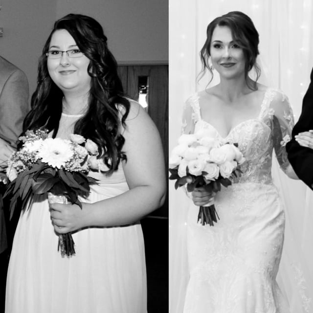 F/32/5'7" [255 lbs >150 = 105 lbs] bridesmaids to bride, 4 years maintaining
