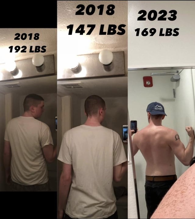 M/25/6’1” [192 lbs > 169 lbs = 23 lbs] (5 Years) My Body Transformation 2018-2023)