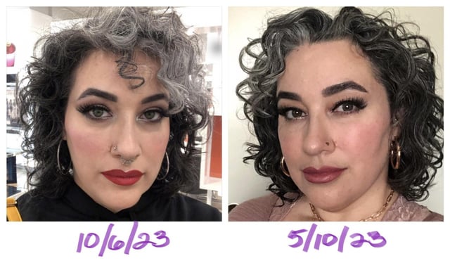 F/53/5'7" [213 lbs > 193 lbs = 20 lbs] (5 months) Face gains! I'm surprised at the difference with such a small amount of weight loss