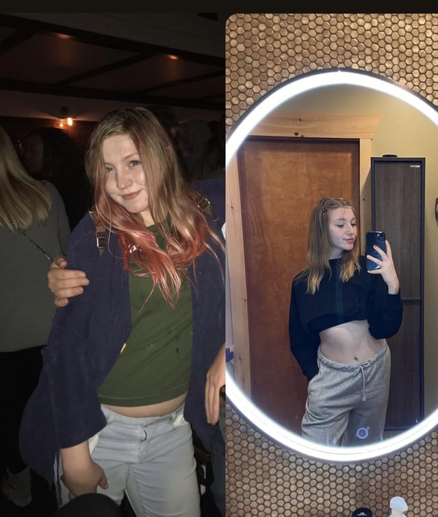 F/26/5’5” [185>144=46 lbs lost ] got sober in February 2022 which lead me to drop weight , and then started body recomp in June . Loving the way I look and feel :)