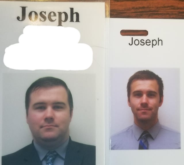 M/29/5'11" [260>177=83lbs] Got my new ID badge today. When I put it next to the one I got when I started in November 2017 I almost cried.